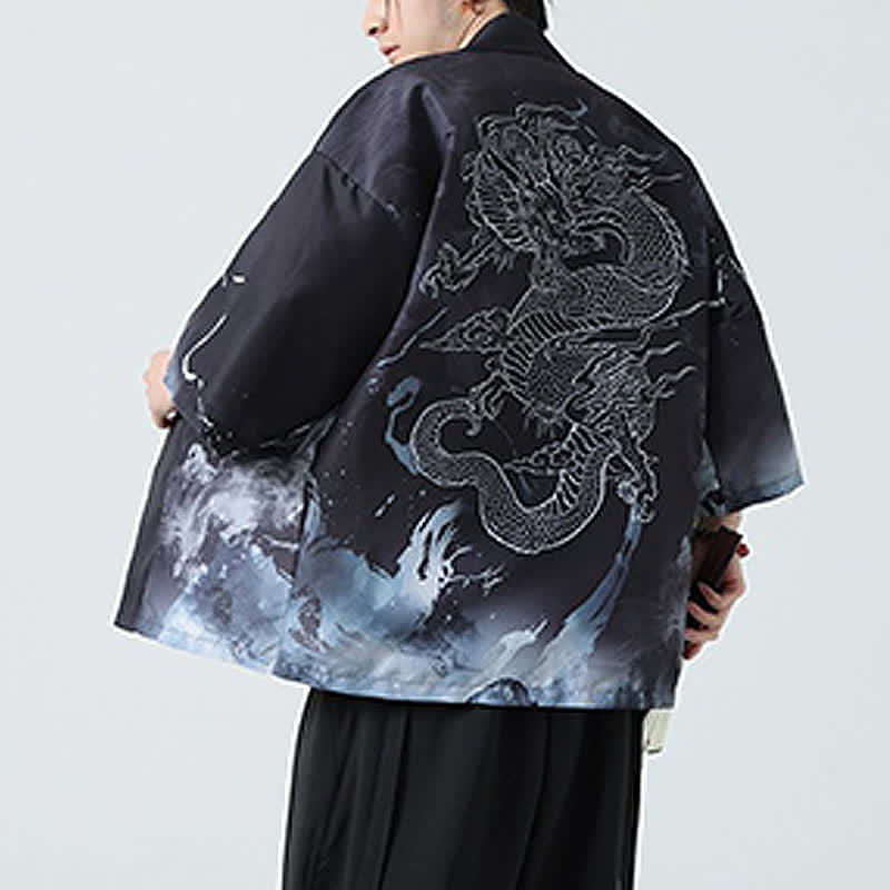 Nimara Ritual Summer Casual Vintage Crane Print Men's Kimonos