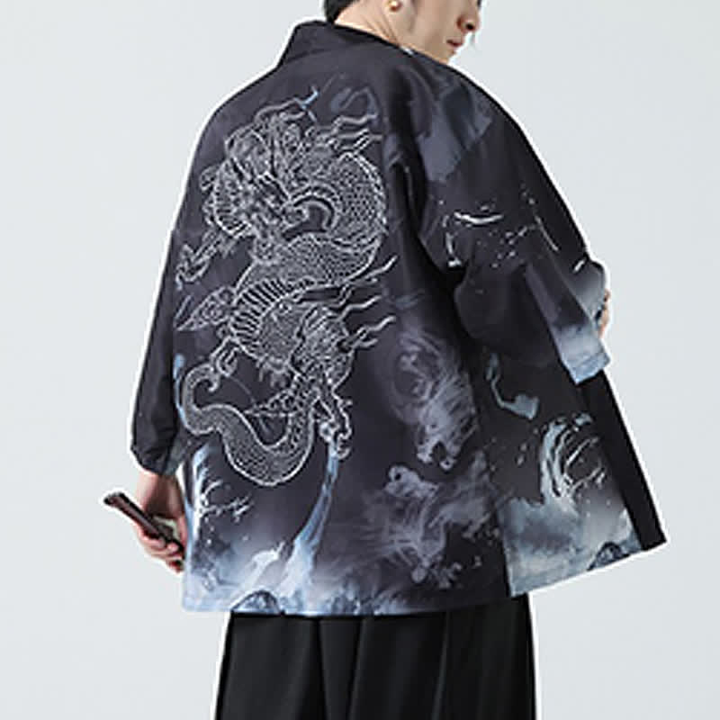 Nimara Ritual Summer Casual Vintage Crane Print Men's Kimonos