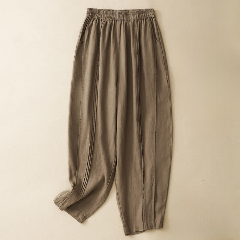 Nimara Ritual Summer Casual Minimalist Solid Cropped Pants Vertical Seam Women's Harem Pants With Pockets