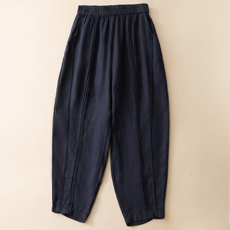 Nimara Ritual Summer Casual Minimalist Solid Cropped Pants Vertical Seam Women's Harem Pants With Pockets