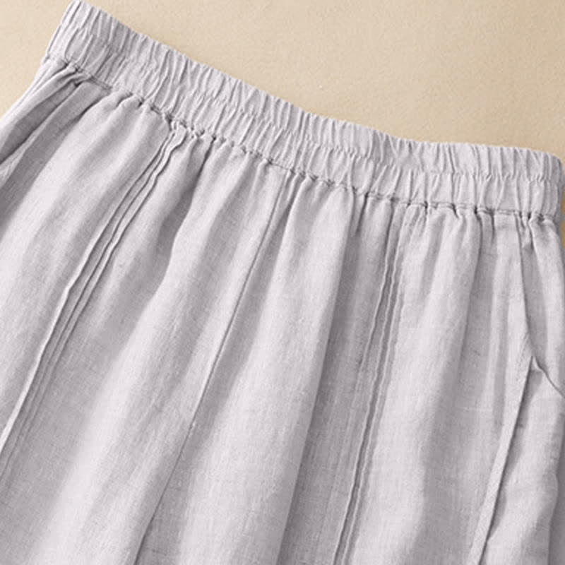Nimara Ritual Summer Casual Minimalist Solid Cropped Pants Vertical Seam Women's Harem Pants With Pockets