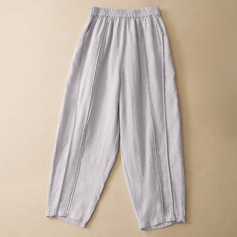 Nimara Ritual Summer Casual Minimalist Solid Cropped Pants Vertical Seam Women's Harem Pants With Pockets