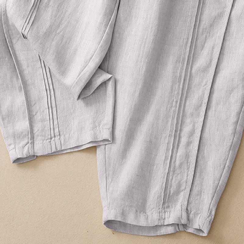 Nimara Ritual Summer Casual Minimalist Solid Cropped Pants Vertical Seam Women's Harem Pants With Pockets
