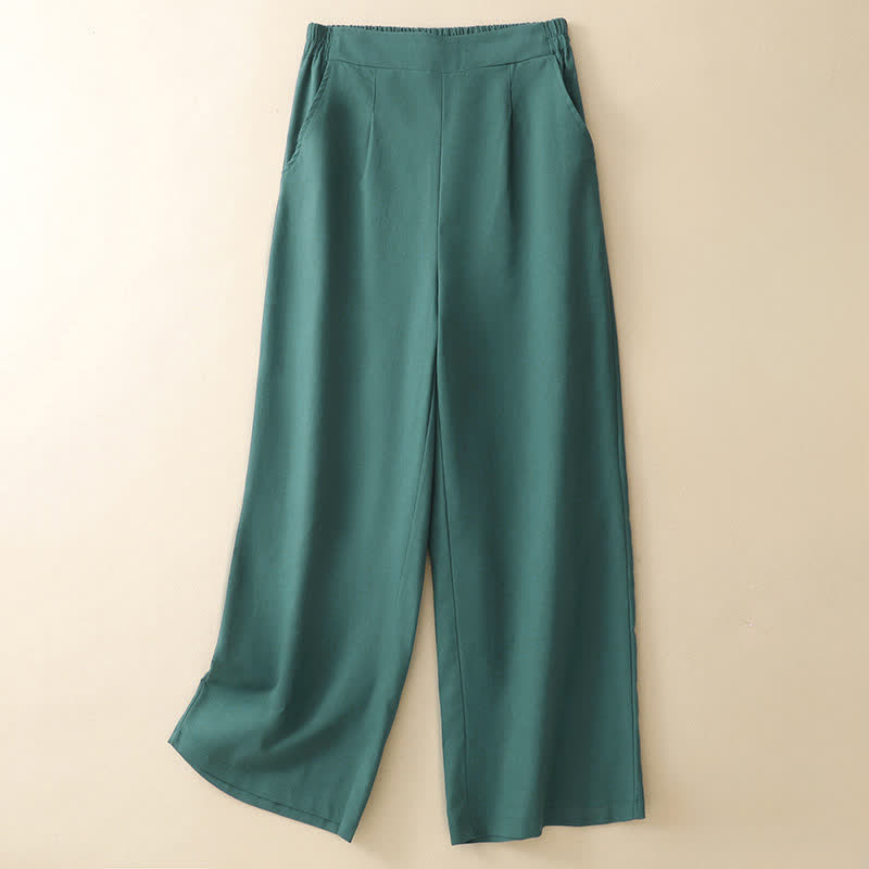 Nimara Ritual Summer Minimalist Elegant Solid Cropped Pants Women's Straight Leg Pants With Pockets