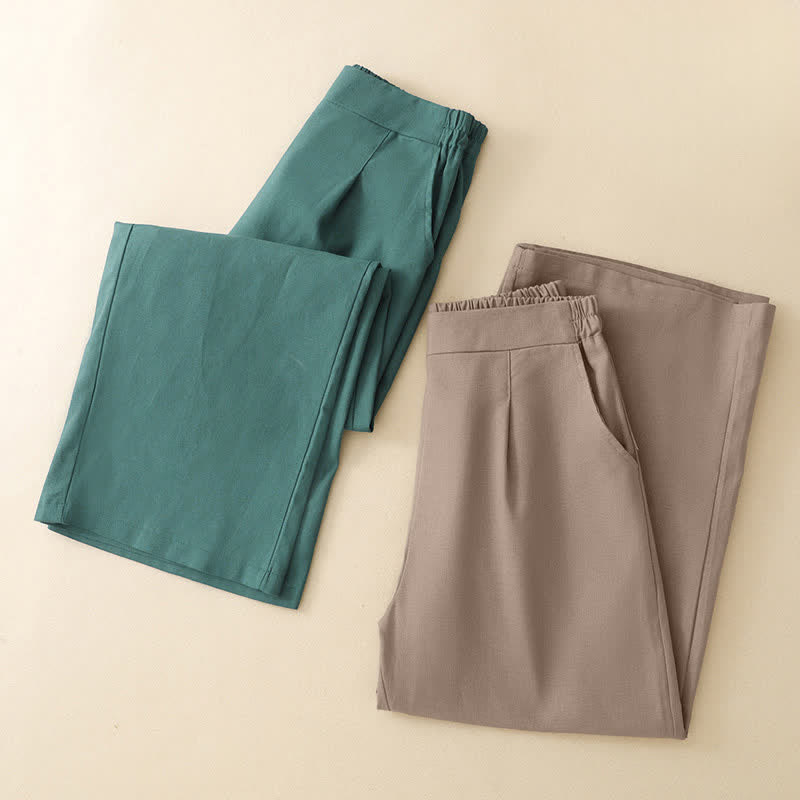 Nimara Ritual Summer Minimalist Elegant Solid Cropped Pants Women's Straight Leg Pants With Pockets