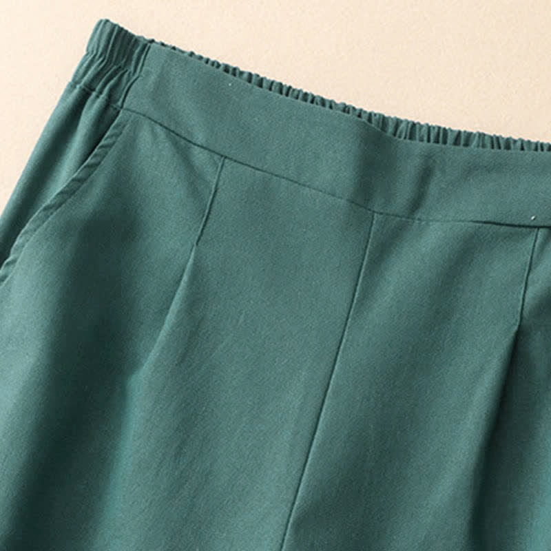 Nimara Ritual Summer Minimalist Elegant Solid Cropped Pants Women's Straight Leg Pants With Pockets