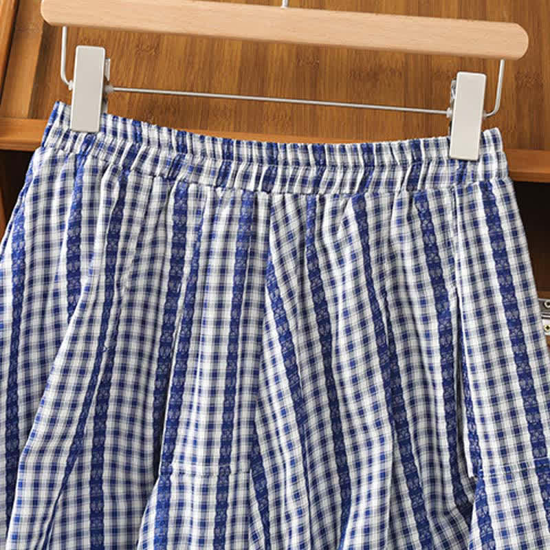 Nimara Ritual Summer Casual Vintage vertical Plaid A-line Women's Skirts With Pocket