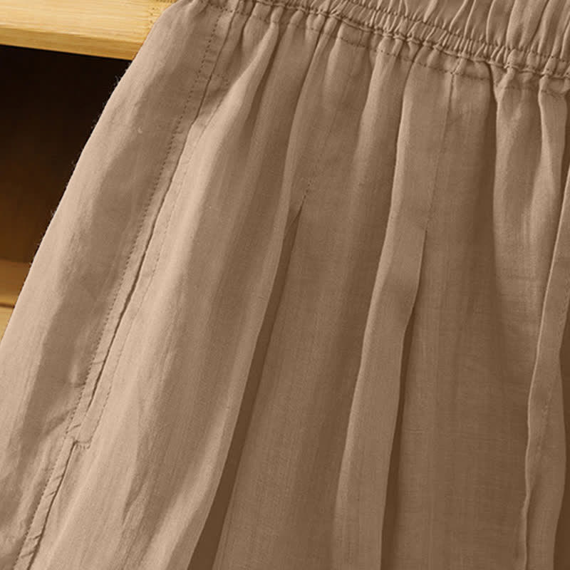 Nimara Ritual Summer Casual Boho Drawstring Solid Capri Pants Women's Wide Leg Pants With Pockets