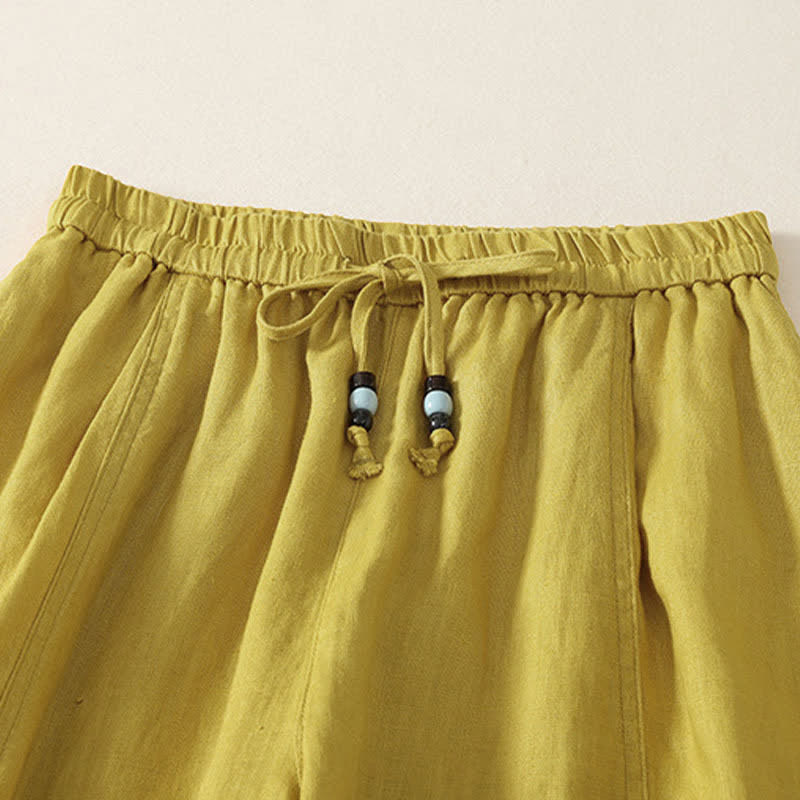 Nimara Ritual Summer Casual Minimalist Drawstring Solid Cropped Pants Women's Wide Leg Pants With Pockets