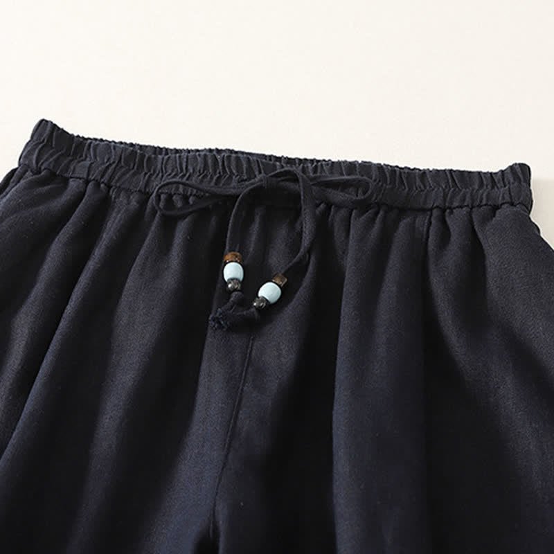 Nimara Ritual Summer Casual Minimalist Drawstring Solid Cropped Pants Women's Wide Leg Pants With Pockets