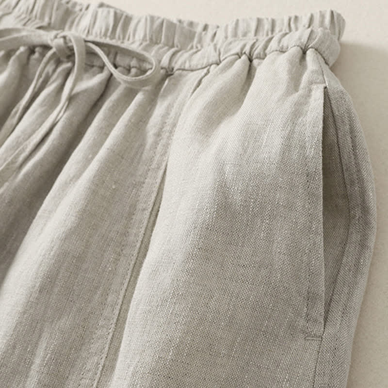 Nimara Ritual Summer Casual Minimalist Drawstring Solid Cropped Pants Women's Wide Leg Pants With Pockets