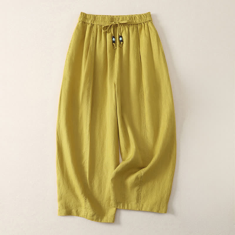 Nimara Ritual Summer Casual Minimalist Drawstring Solid Cropped Pants Women's Wide Leg Pants With Pockets