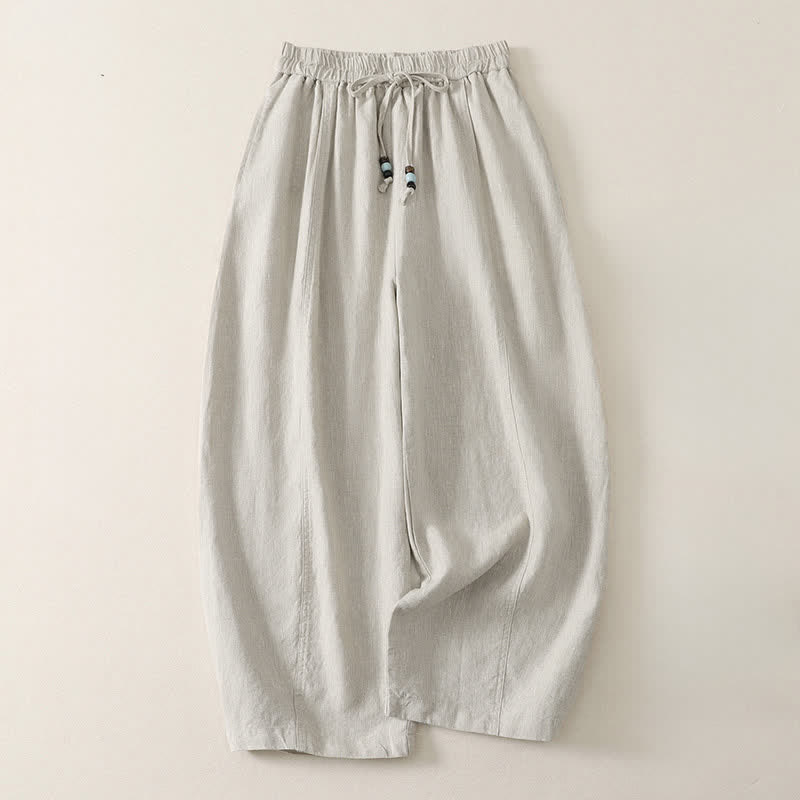 Nimara Ritual Summer Casual Minimalist Drawstring Solid Cropped Pants Women's Wide Leg Pants With Pockets