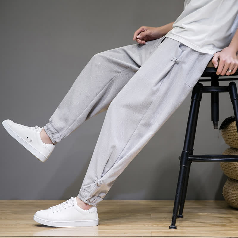 Nimara Ritual Summer Casual Minimalist Drawstring Solid Capri Pants Men's Tapered Pants With Pocket