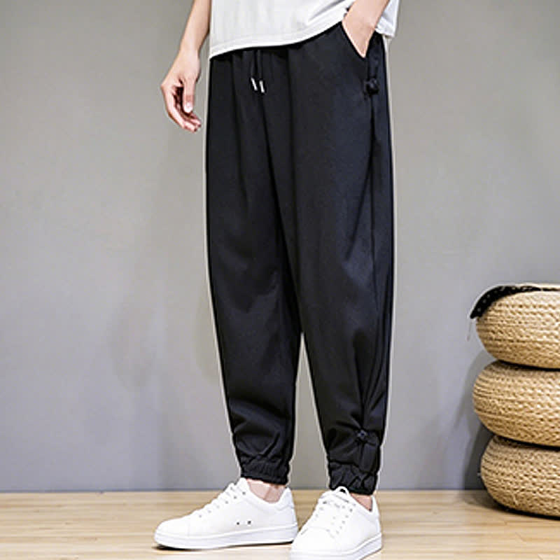 Nimara Ritual Summer Casual Minimalist Drawstring Solid Capri Pants Men's Tapered Pants With Pocket