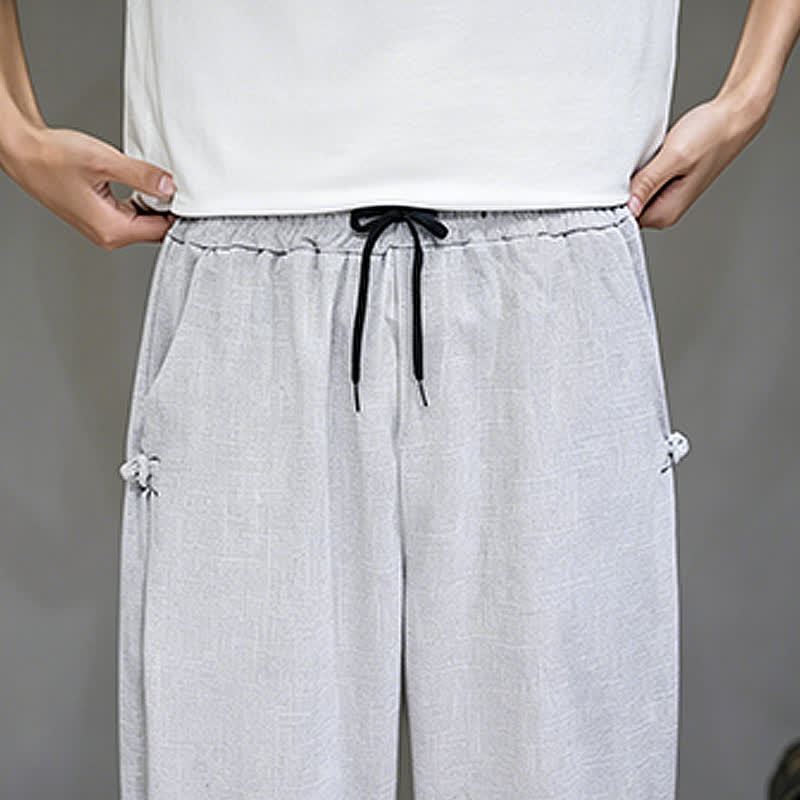 Nimara Ritual Summer Casual Minimalist Drawstring Solid Capri Pants Men's Tapered Pants With Pocket