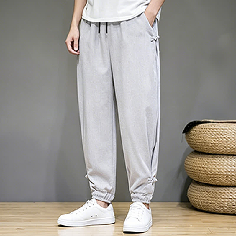 Nimara Ritual Summer Casual Minimalist Drawstring Solid Capri Pants Men's Tapered Pants With Pocket