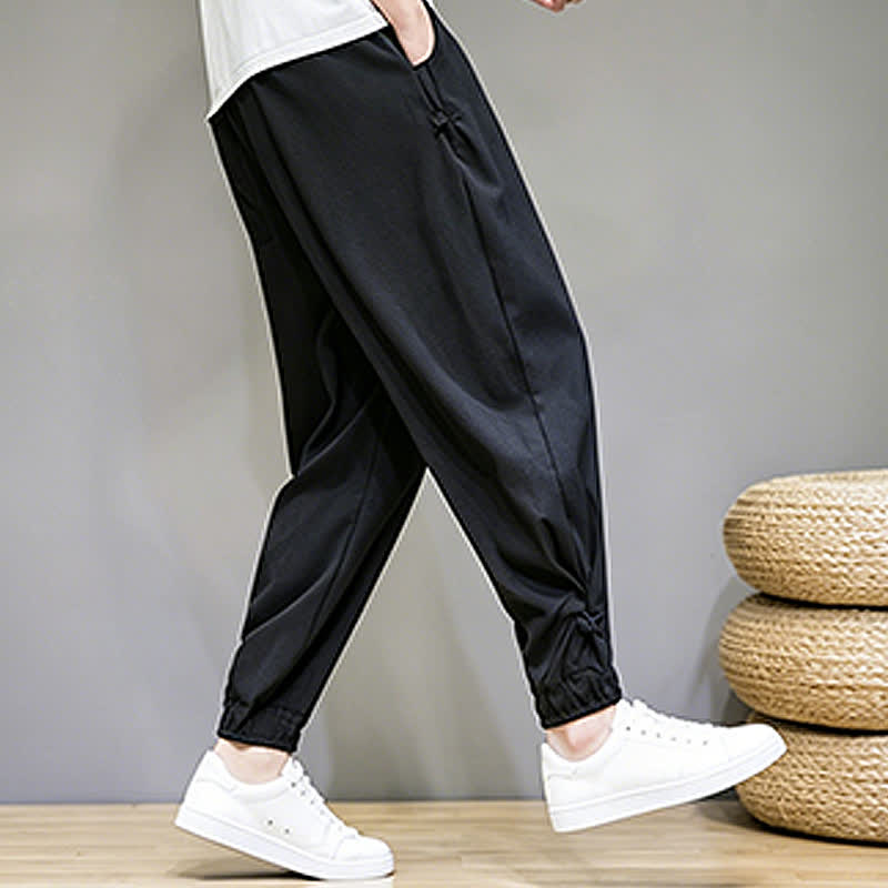 Nimara Ritual Summer Casual Minimalist Drawstring Solid Capri Pants Men's Tapered Pants With Pocket
