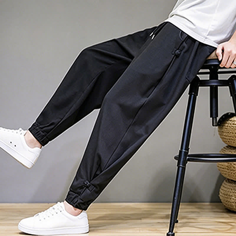 Nimara Ritual Summer Casual Minimalist Drawstring Solid Capri Pants Men's Tapered Pants With Pocket