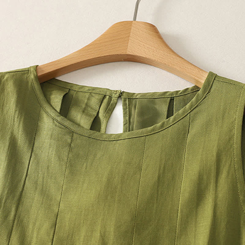 Nimara Ritual Summer Elegant Pleated Solid Tank Top Vertical Seam Women's Sleeveless T-shirts