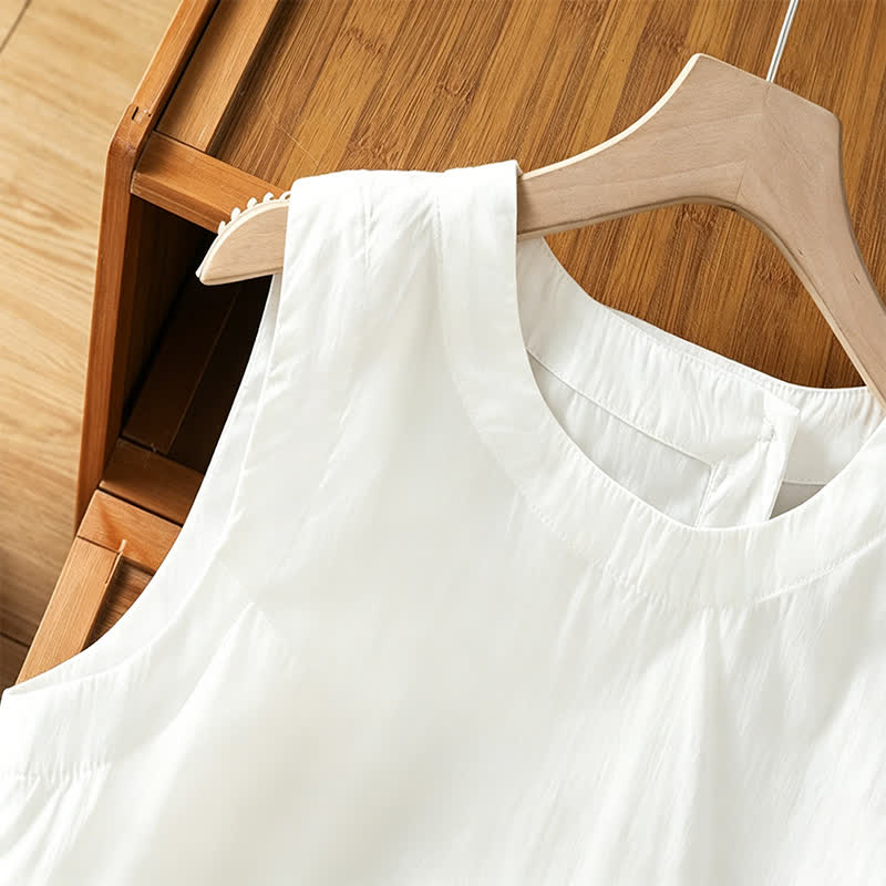 Nimara Ritual Summer Casual Minimalist Solid Tank Top Irregular Back Design Women's Sleeveless Shirts