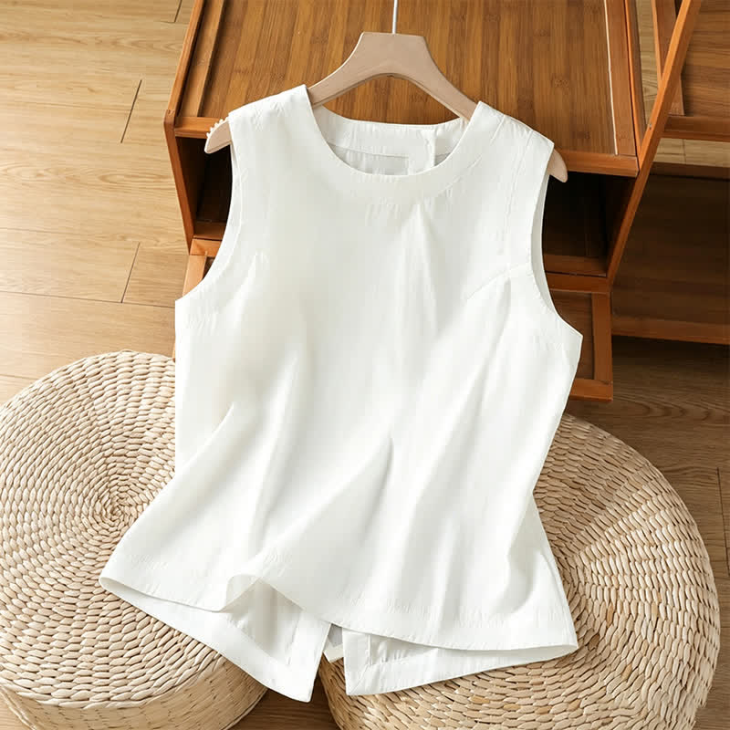 Nimara Ritual Summer Casual Minimalist Solid Tank Top Irregular Back Design Women's Sleeveless Shirts