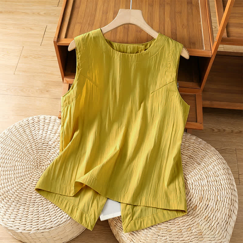 Nimara Ritual Summer Casual Minimalist Solid Tank Top Irregular Back Design Women's Sleeveless Shirts
