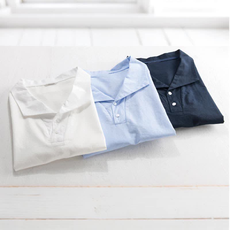 Nimara Ritual Summer Casual Minimalist Button-Up Solid Lapel Men's Short Sleeve Shirts