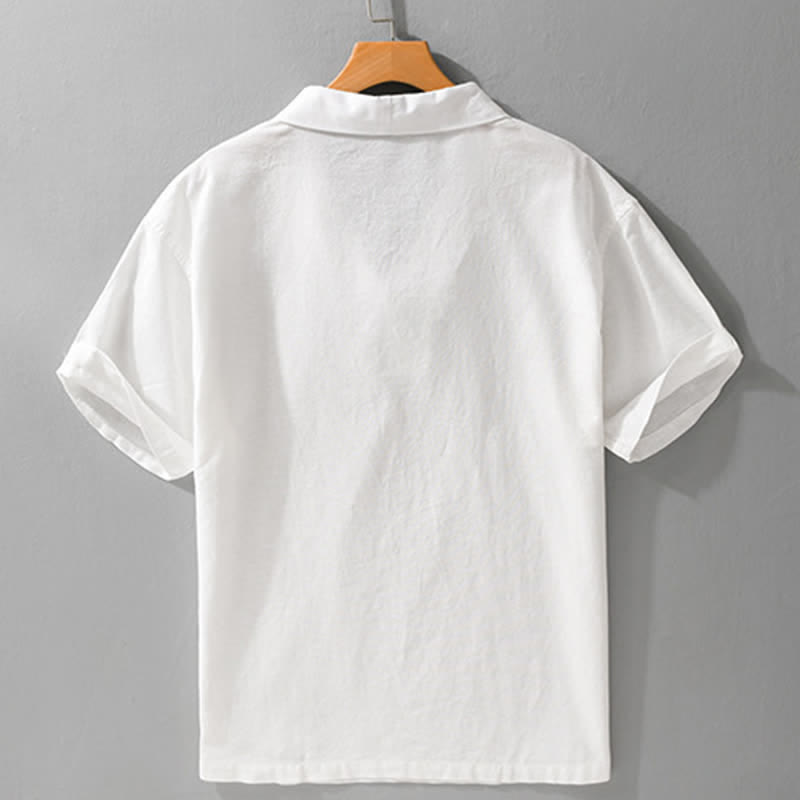 Nimara Ritual Summer Casual Minimalist Button-Up Solid Lapel Men's Short Sleeve Shirts