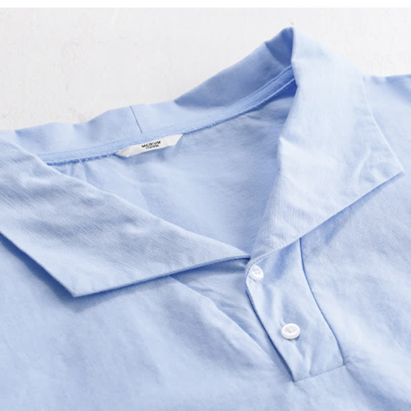 Nimara Ritual Summer Casual Minimalist Button-Up Solid Lapel Men's Short Sleeve Shirts
