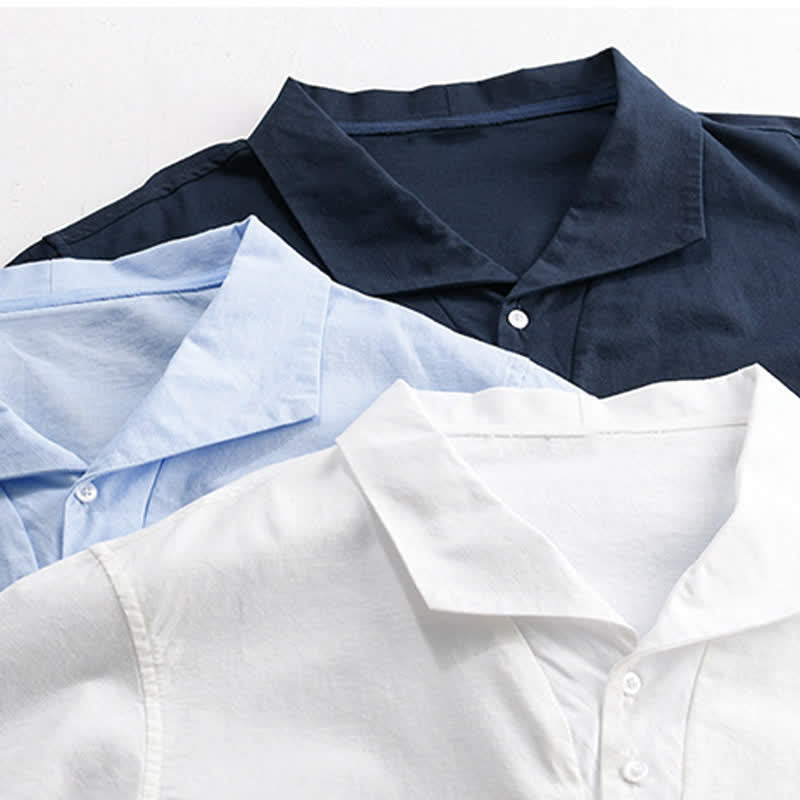 Nimara Ritual Summer Casual Minimalist Button-Up Solid Lapel Men's Short Sleeve Shirts