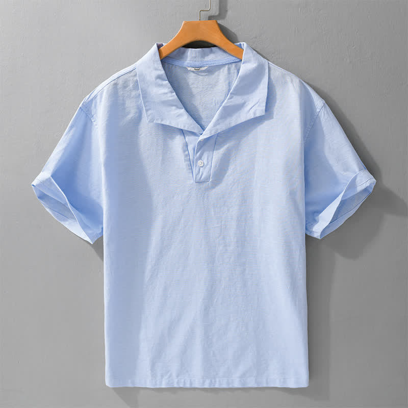 Nimara Ritual Summer Casual Minimalist Button-Up Solid Lapel Men's Short Sleeve Shirts