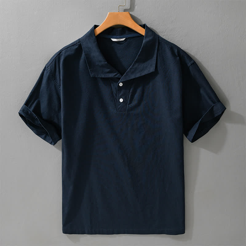 Nimara Ritual Summer Casual Minimalist Button-Up Solid Lapel Men's Short Sleeve Shirts