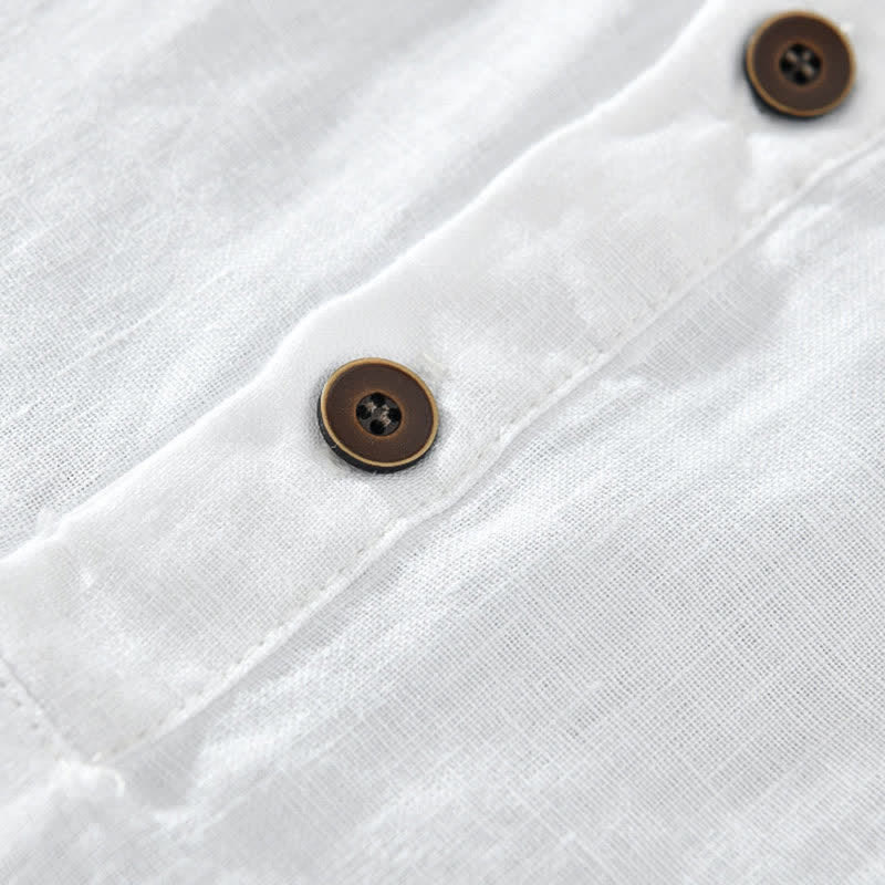 Nimara Ritual Summer Casual Minimalist Button-Up Solid Linen Men's Short Sleeve Shirts