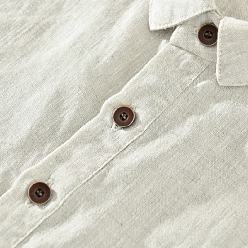Nimara Ritual Summer Casual Minimalist Button-Up Solid Linen Men's Short Sleeve Shirts