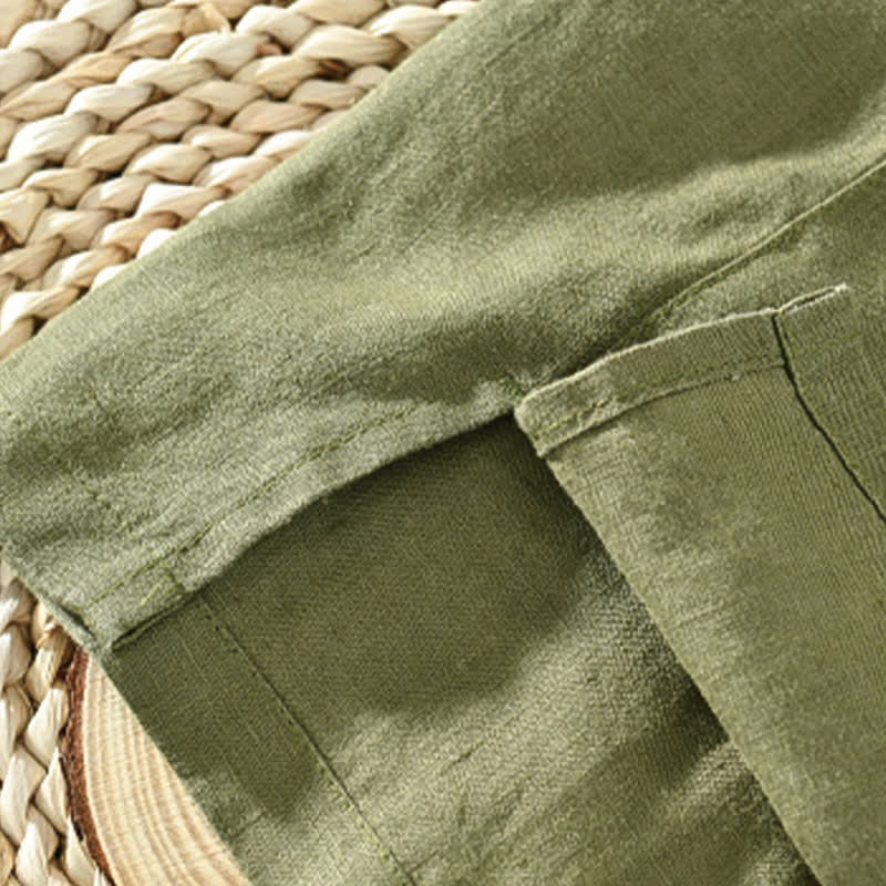Nimara Ritual Summer Casual Minimalist Button-Up Solid Linen Men's Short Sleeve Shirts