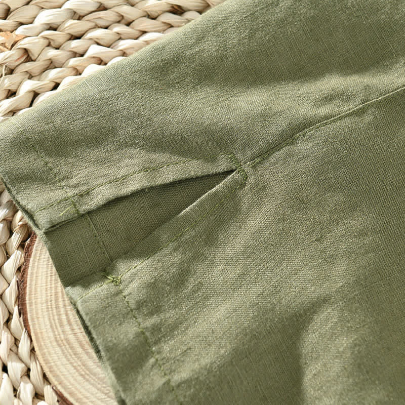 Nimara Ritual Summer Casual Minimalist Button-Up Solid Linen Men's Short Sleeve Shirts