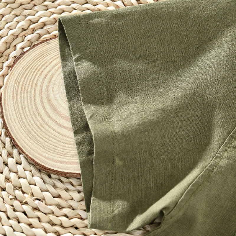 Nimara Ritual Summer Casual Minimalist Button-Up Solid Linen Men's Short Sleeve Shirts
