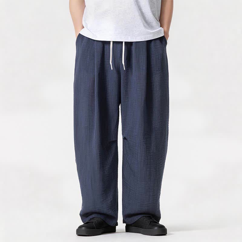 Nimara Ritual Spring Summer Casual Minimalist Drawstring Solid Long Pants Men's Straight Leg Pants With Pocket