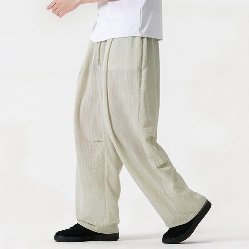Nimara Ritual Spring Summer Casual Minimalist Drawstring Solid Long Pants Men's Straight Leg Pants With Pocket