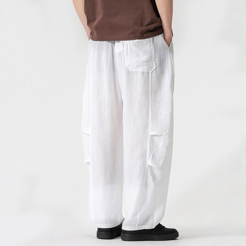 Nimara Ritual Spring Summer Casual Minimalist Drawstring Solid Long Pants Men's Straight Leg Pants With Pocket