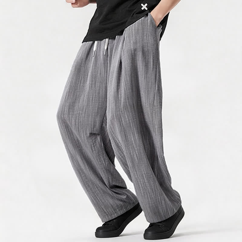 Nimara Ritual Spring Summer Casual Minimalist Drawstring Solid Long Pants Men's Straight Leg Pants With Pocket
