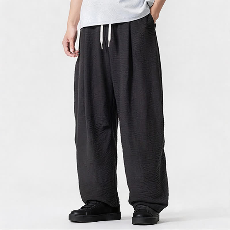 Nimara Ritual Spring Summer Casual Minimalist Drawstring Solid Long Pants Men's Straight Leg Pants With Pocket