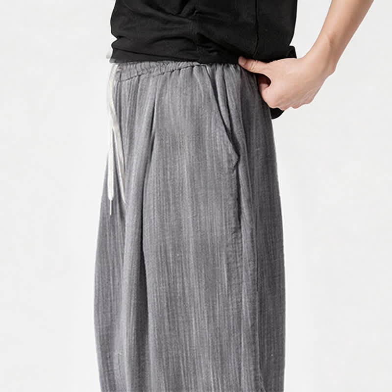 Nimara Ritual Spring Summer Casual Minimalist Drawstring Solid Long Pants Men's Straight Leg Pants With Pocket
