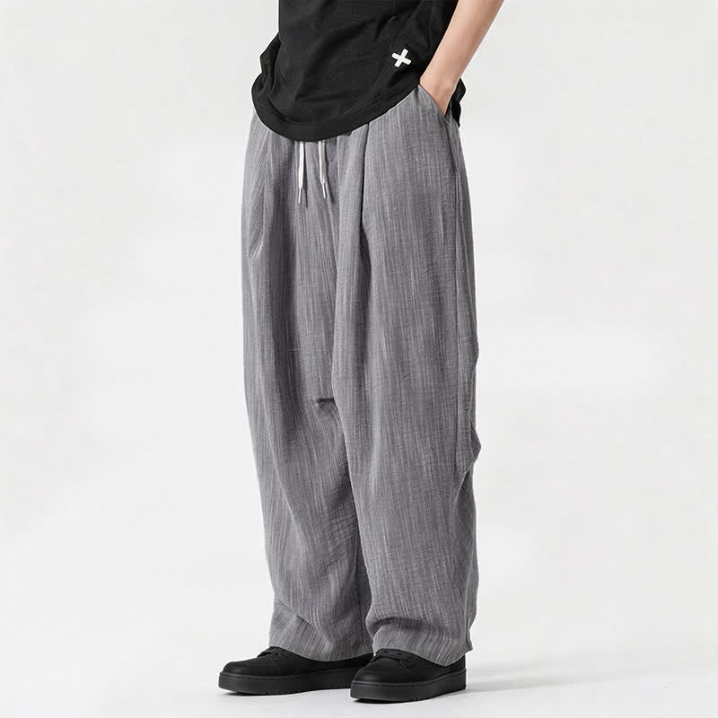 Nimara Ritual Spring Summer Casual Minimalist Drawstring Solid Long Pants Men's Straight Leg Pants With Pocket