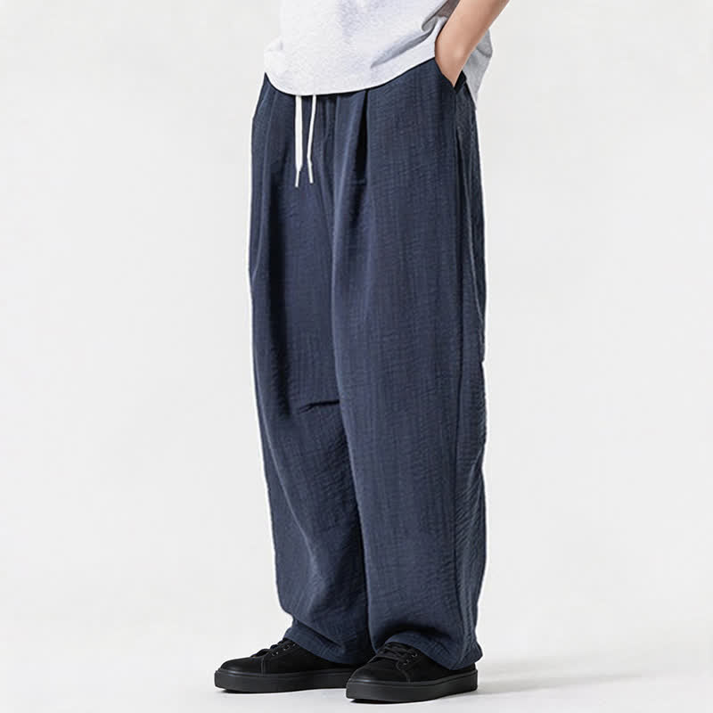 Nimara Ritual Spring Summer Casual Minimalist Drawstring Solid Long Pants Men's Straight Leg Pants With Pocket