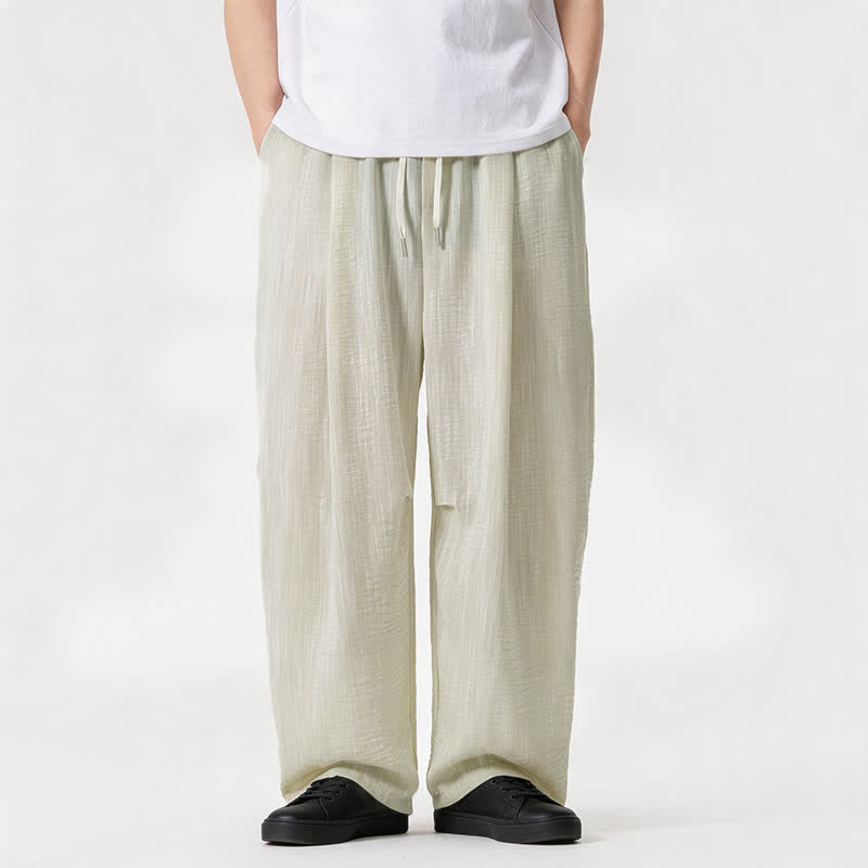 Nimara Ritual Spring Summer Casual Minimalist Drawstring Solid Long Pants Men's Straight Leg Pants With Pocket