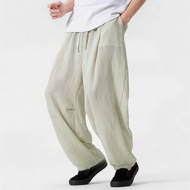 Nimara Ritual Spring Summer Casual Minimalist Drawstring Solid Long Pants Men's Straight Leg Pants With Pocket