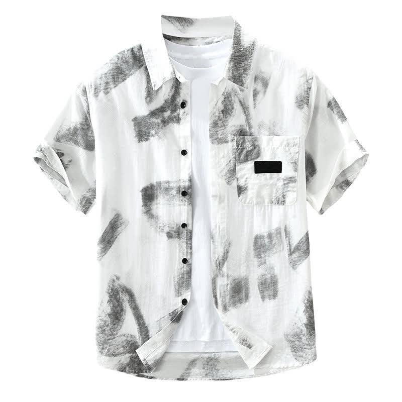 Nimara Ritual Summer Casual Button-Up Abstract Men's Short Sleeve Shirts With Pocket