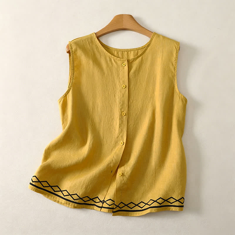 Nimara Ritual Summer Casual Minimalist Button-Up Geometric Women's Sleeveless Shirts Tank Top